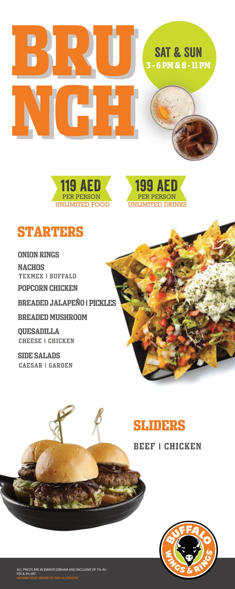 Buffalo Wings and Rings Dubai » BRUNCH MENU