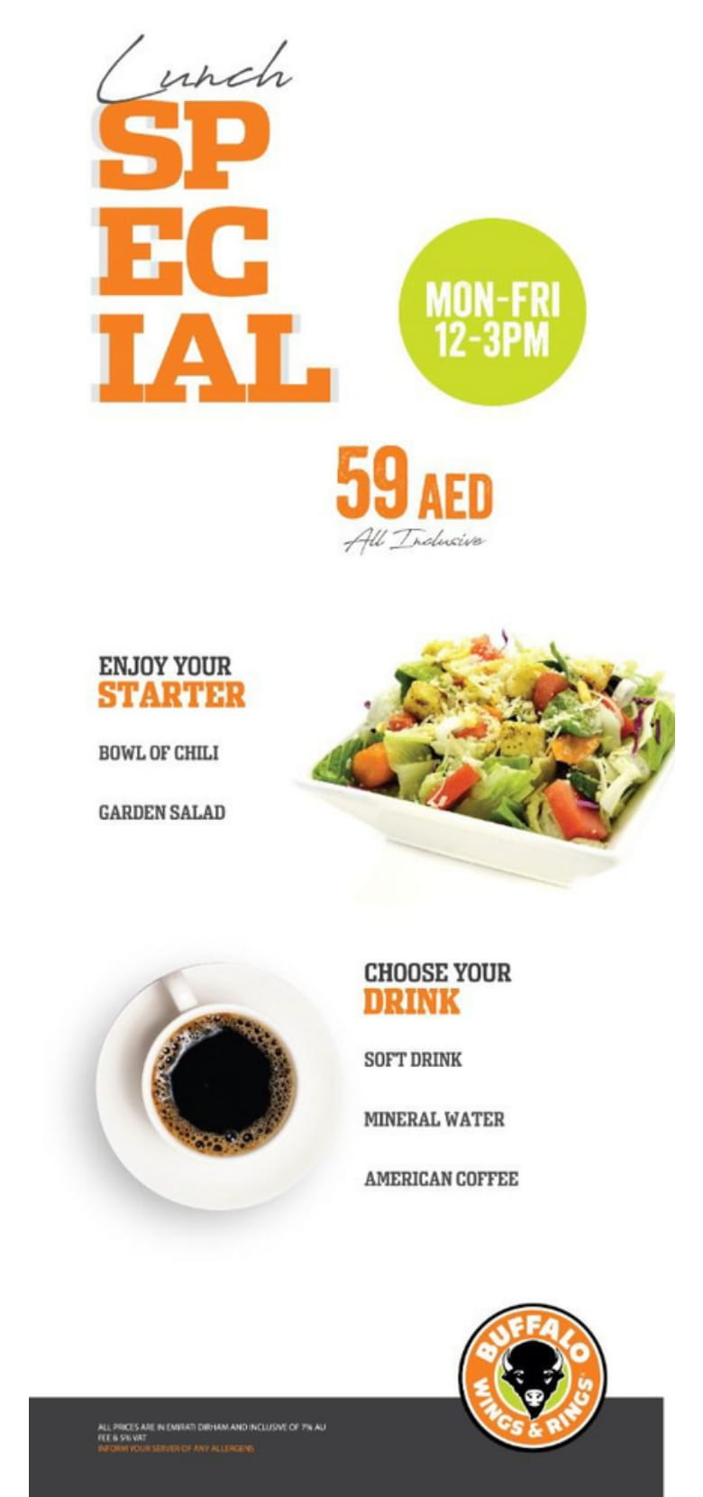 Buffalo Wings and Rings Dubai » LUNCH MENU