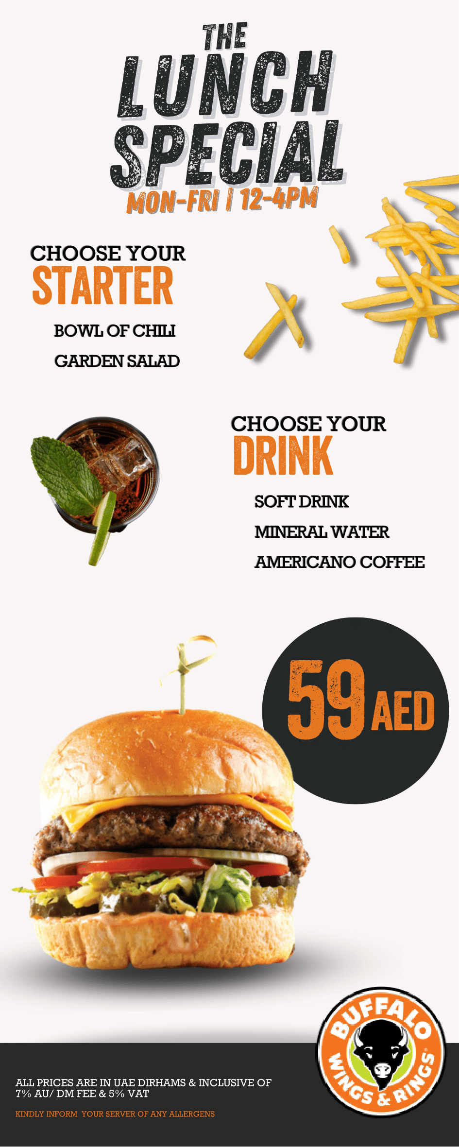 Buffalo Wings and Rings Dubai LUNCH MENU