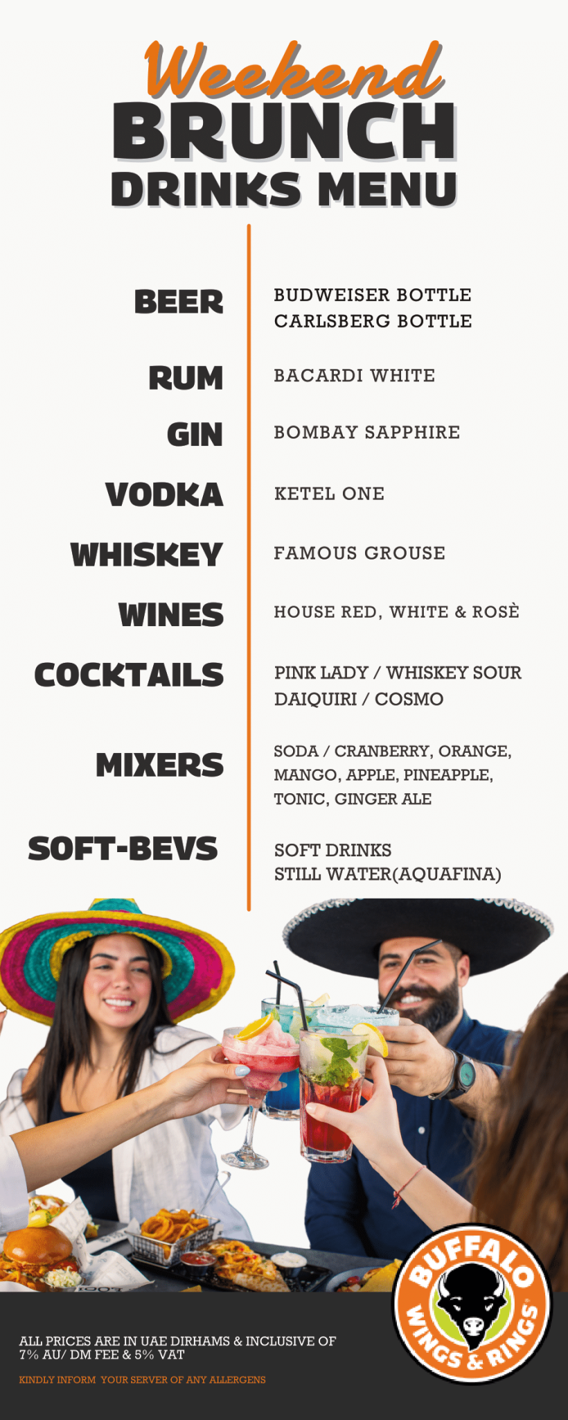 Buffalo Wings and Rings Dubai BRUNCH MENU